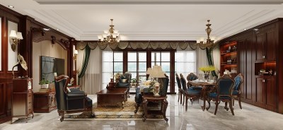 美式客餐厅3D模型下载